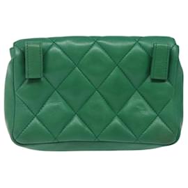 Chanel-CHANEL Poche Matelassée en Cuir d'Agneau Vert Or CC Auth BA1293-Doré,Vert