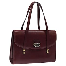Christian Dior-Sac à main en cuir bordeaux doré Auth BA1154-Doré,Bordeaux
