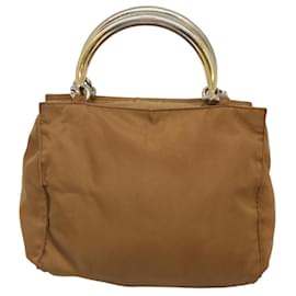 Prada-PRADA Sac à main en nylon marron doré Auth 120116-Marron,Doré