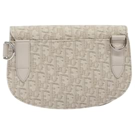 Christian Dior-Sac à main en toile Trotter Christian Dior en cuir blanc et argent authentique bs24225-Argenté,Blanc