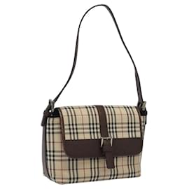 Burberry-Sac à épaule Burberry Nova Check en toile beige argent authentique 120039-Argenté,Beige