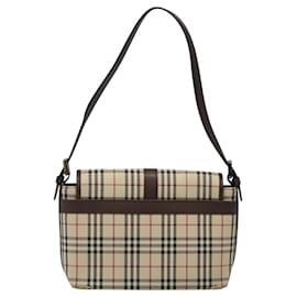 Burberry-Sac à épaule Burberry Nova Check en toile beige argent authentique 120039-Argenté,Beige