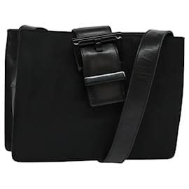 Prada-PRADA Shoulder Bag Nylon Black Silver Auth ep8735-Black,Silvery