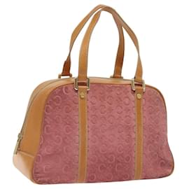 Céline-Sac à main en toile Macadam Celine C en suède rose et or Auth BA1225-Rose,Doré