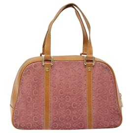 Céline-Sac à main en toile Macadam Celine C en suède rose et or Auth BA1225-Rose,Doré