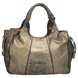 Salvatore Ferragamo-Sac fourre-tout en cuir beige doré Auth BA1343 de Salvatore Ferragamo-Beige,Doré