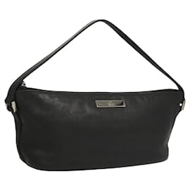 Gucci-GUCCI Accessory Pouch Leather Black Silver 039 1103 Auth 120134-Black,Silvery
