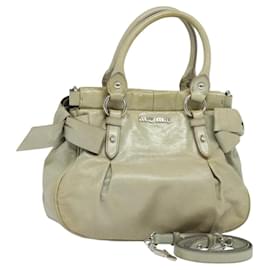 Miu Miu-Sac à main Miu Miu en cuir 2 voies gris argent authentique 119688-Marron,Argenté