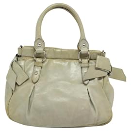 Miu Miu-Sac à main Miu Miu en cuir 2 voies gris argent authentique 119688-Marron,Argenté