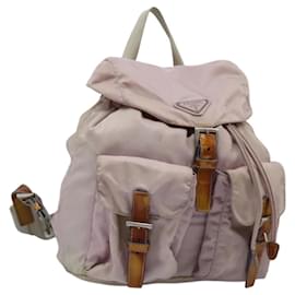 Prada-PRADA Sac à main en nylon rose argent Auth 118365-Argenté,Rose