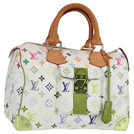 Louis Vuitton-LOUIS VUITTON Sac Speedy 30 Monogram Multicolore Blanc Bron M92643 Auth BA1539AM-Blanc,Bronze