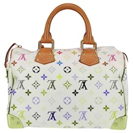 Louis Vuitton-LOUIS VUITTON Sac Speedy 30 Monogram Multicolore Blanc Bron M92643 Auth BA1539AM-Blanc,Bronze