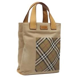 Autre Marque Sac à main en toile Burberrys Nova Check Blue Label marron Auth ti2966 Marron