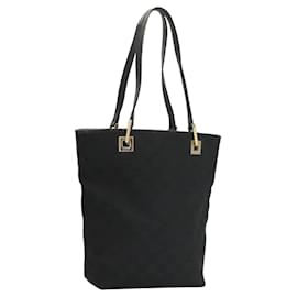 Gucci-Sac fourre-tout en toile GG Gucci noir et or 002 1099 Auth th5885-Noir,Doré