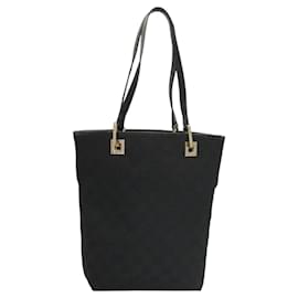 Gucci-Sac fourre-tout en toile GG Gucci noir et or 002 1099 Auth th5885-Noir,Doré