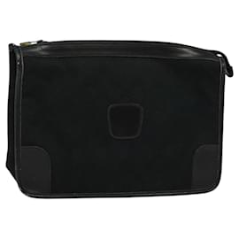 Gucci-GUCCI GG Sac Clutch Toile Noir Or Auth 119645-Noir,Doré