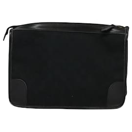 Gucci-GUCCI GG Sac Clutch Toile Noir Or Auth 119645-Noir,Doré