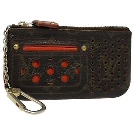 LOUIS VUITTON Monogram Perfo Pochette Cles Bolsa de Moeda Laranja M95222 Auth ac3778 Laranja