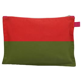 Hermès-HERMES Pochette Bora Bora MM Pochette Toile Rose Argent Auth ac3752-Argenté,Rose