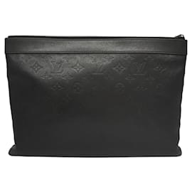 Louis Vuitton-LOUIS VUITTON Pochette Discovery Monogram Shadow Sac Noir M62903 LV Auth 119563-Noir