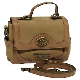 Burberry-Sac à main BURBERRY Blue Label en cuir suédé 2 voies beige Auth 116361-Beige