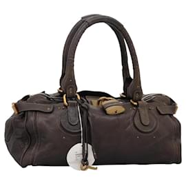 Chloé-Sac à épaule Chloe Paddington en cuir marron or argent authentique 120155-Marron,Argenté,Doré