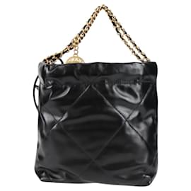Chanel-CHANEL Chanel 22 Petit Sac Chaîne Matelassé Cuir d'Agneau 2en1 Noir Auth BA1050SAM-Noir,Doré