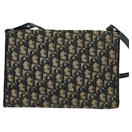 Christian Dior-Sac à épaule en toile Trotter Christian Dior bleu marine or Auth 120192-Doré,Bleu Marine