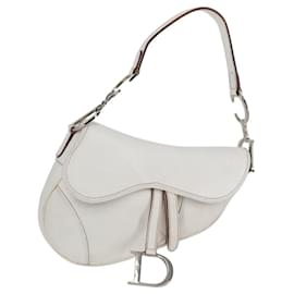 Christian Dior-Sac à main Saddle de Christian Dior en cuir blanc Auth am8050A-Blanc
