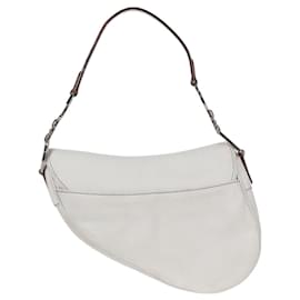 Christian Dior-Sac à main Saddle de Christian Dior en cuir blanc Auth am8050A-Blanc
