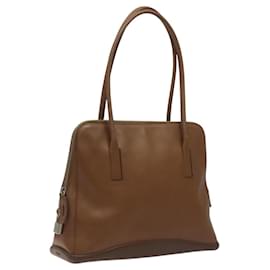 Prada-Sac à épaule PRADA en cuir marron argent authentique bs24644-Marron,Argenté