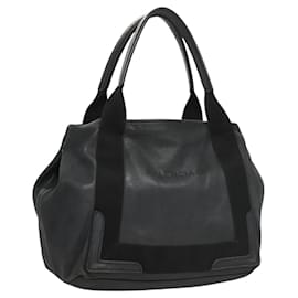 Balenciaga-BALENCIAGA Sac à main Cabas S en cuir noir et argent navy 339933 Auth 119625-Noir,Argenté
