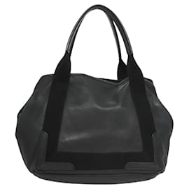 Balenciaga-BALENCIAGA Sac à main Cabas S en cuir noir et argent navy 339933 Auth 119625-Noir,Argenté