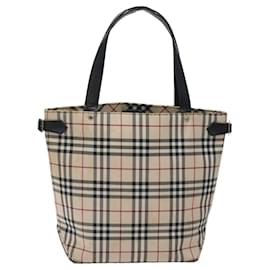 Burberry-Sac fourre-tout en toile beige à carreaux Nova Check de Burberry, étiquette bleue, argent authentique 119986-Argenté,Beige