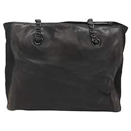 Prada-PRADA Sac à épaule en chaîne en cuir noir Auth ep8669-Noir