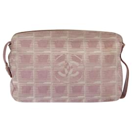Chanel-CHANEL New Travel line Pouch Nylon Pink CC Auth ti3007-Pink