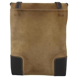 Loewe-LOEWE Sac à épaule Anagram Cuir Suédé Beige Or Auth bs24635-Beige,Doré