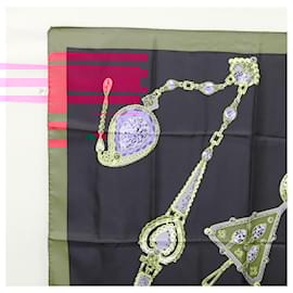 Cartier-Écharpe en soie noire CARTIER Auth am8153-Noir