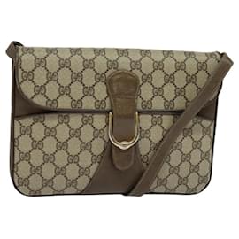 Gucci-Sac à épaule GUCCI GG Supreme en PVC cuir beige or Auth 119310-Beige,Doré