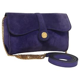 Céline Bolsa de ombro CELINE em camurça roxa Auth BA1516 Roxo