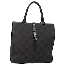Gucci-Sac à main Gucci GG Canvas Jackie Noir Argent 002 1064 3444 Auth 119758-Noir,Argenté