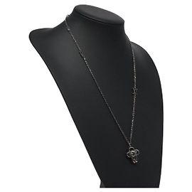 LOUIS VUITTON Pendant Vivienne Necklace metal Silver Tone M00831 LV Auth 120237 Other