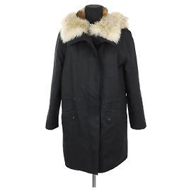 Yves Salomon Parka de pele preta Preto