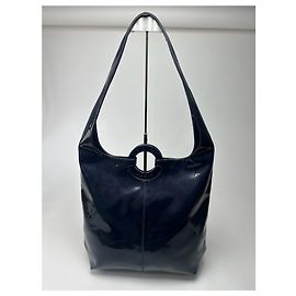 Céline Vintage Celine Paris Patent Leather Ring bag navy Navy blue