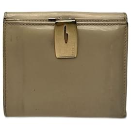 Gucci-Portefeuilles GUCCI T. Cuir verni-Beige