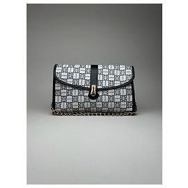 Bolsa de couro vintage Givenchy 4G azul marinho e branco Branco
