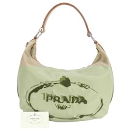 Prada-Prada Tessuto Nylon Embroidered Hobo Bag-Beige