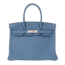 Hermès-Sac à main Hermes Birkin 30 Azur Togo-Bleu