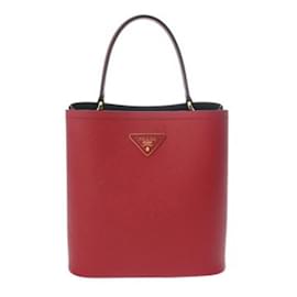 Prada-Sac à main Prada Panier 2WAY en Saffiano rouge-Rouge