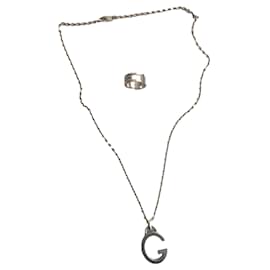 Gucci-Ensemble Gucci pendentif + bague-Argenté